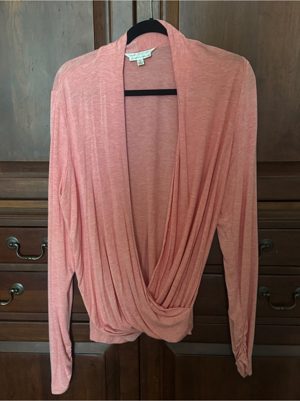 Max Studio MSSP Womens Coral Pink Draped Wrap Top